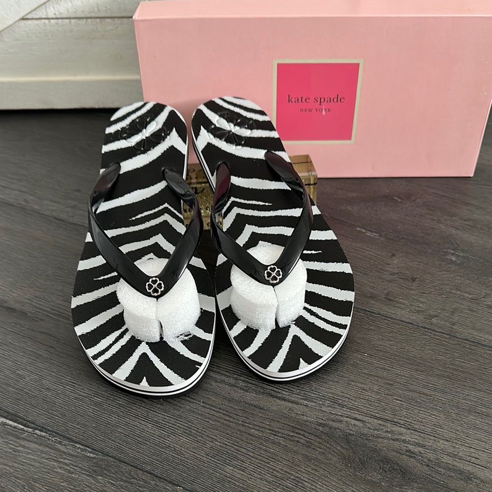 Kate Spade Zebra Print Sandals Black and White